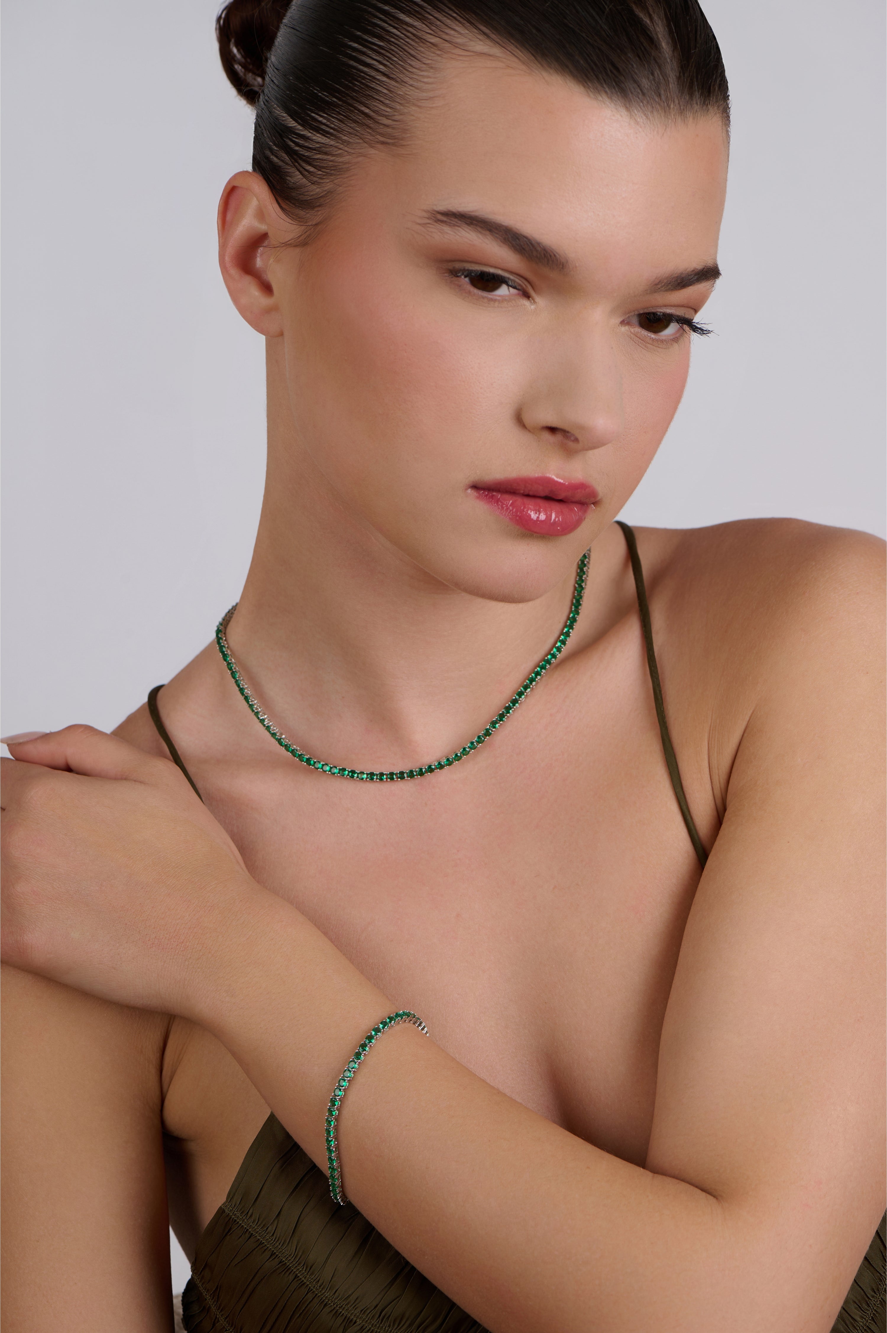 Emerald Whisper Necklace & Bracelet Set