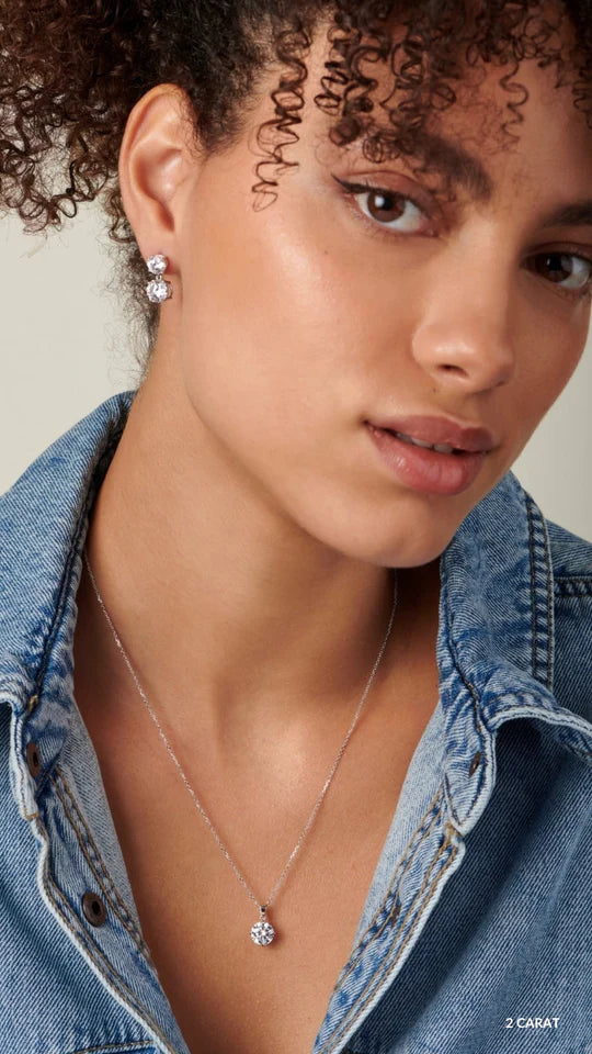 Twin Round Zircon Earrings
