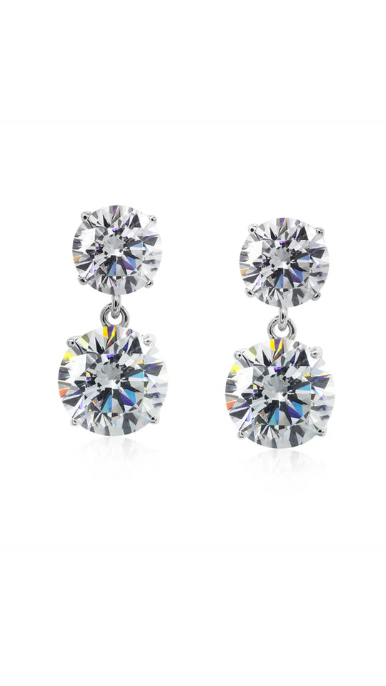 Twin Round Zircon Earrings