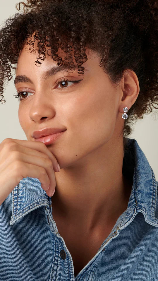 Twin Round Zircon Earrings