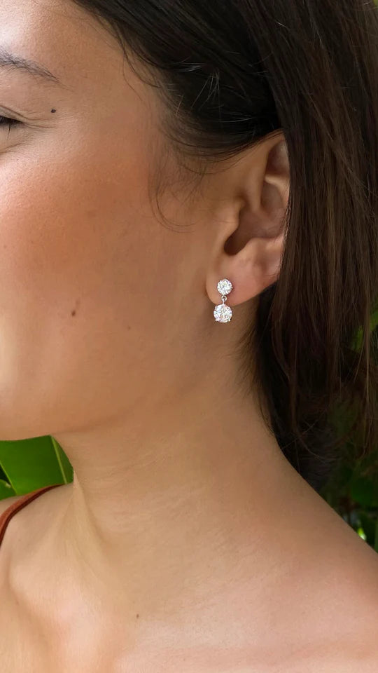 Twin Round Zircon Earrings