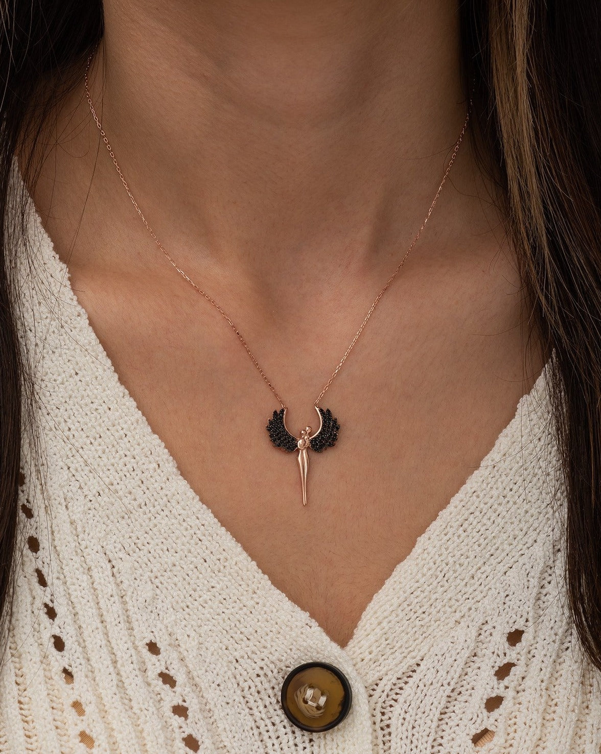 Black Angel Wing Necklace
