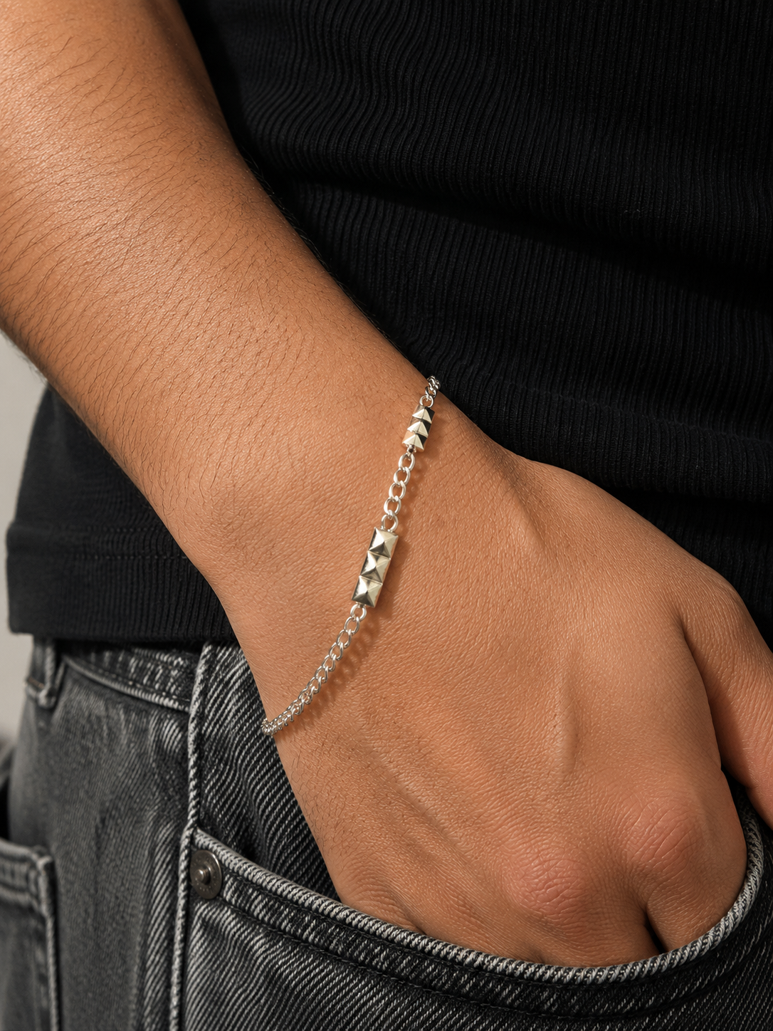 Silver Geometric Bar Bracelet