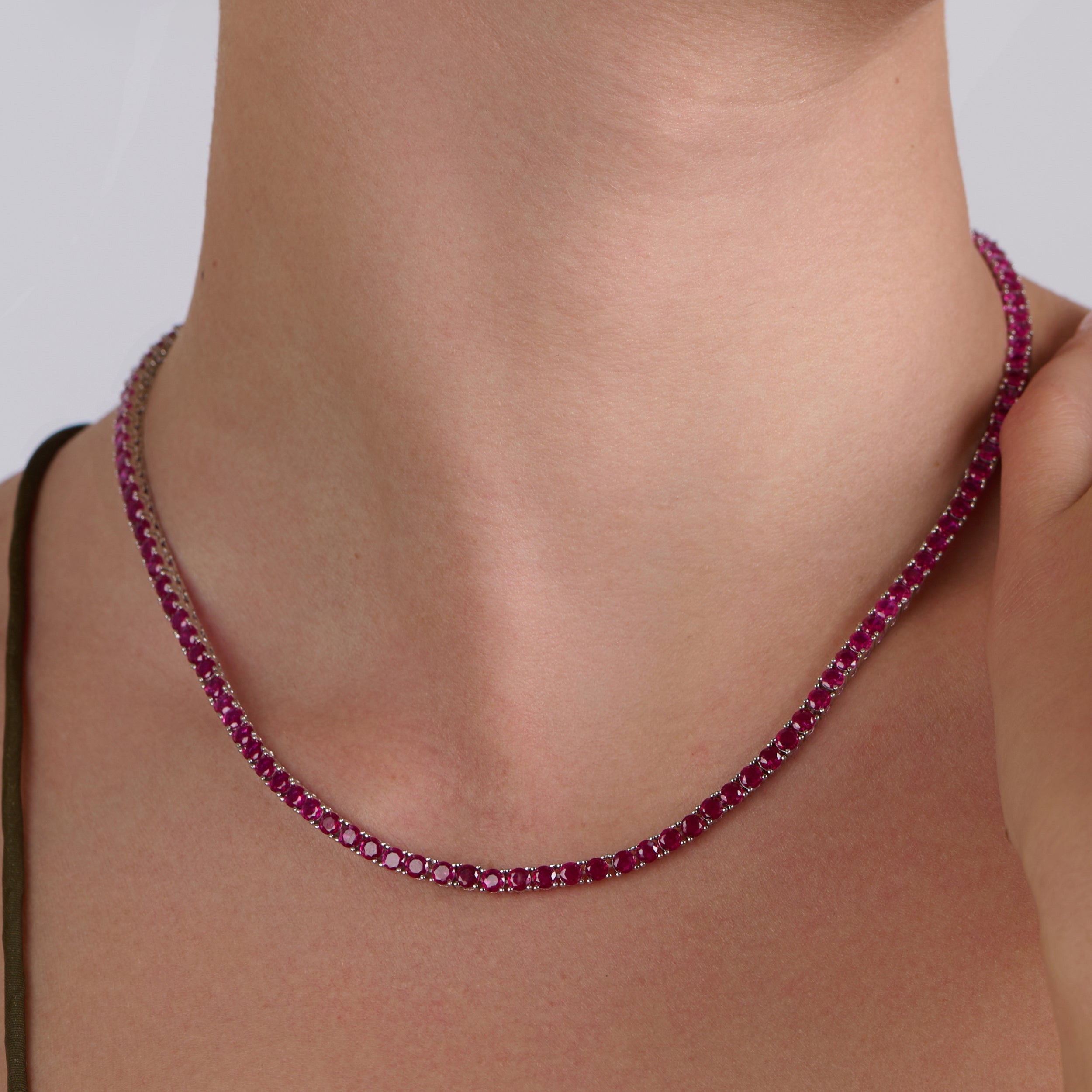 Crimson Radiance Tennis Necklace & Bracelet Set