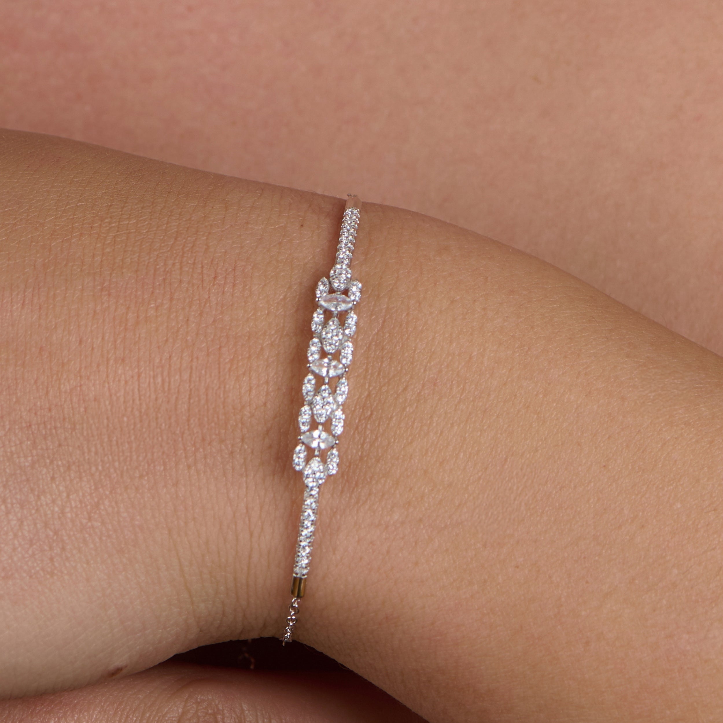 Center Cluster Silver Bracelet