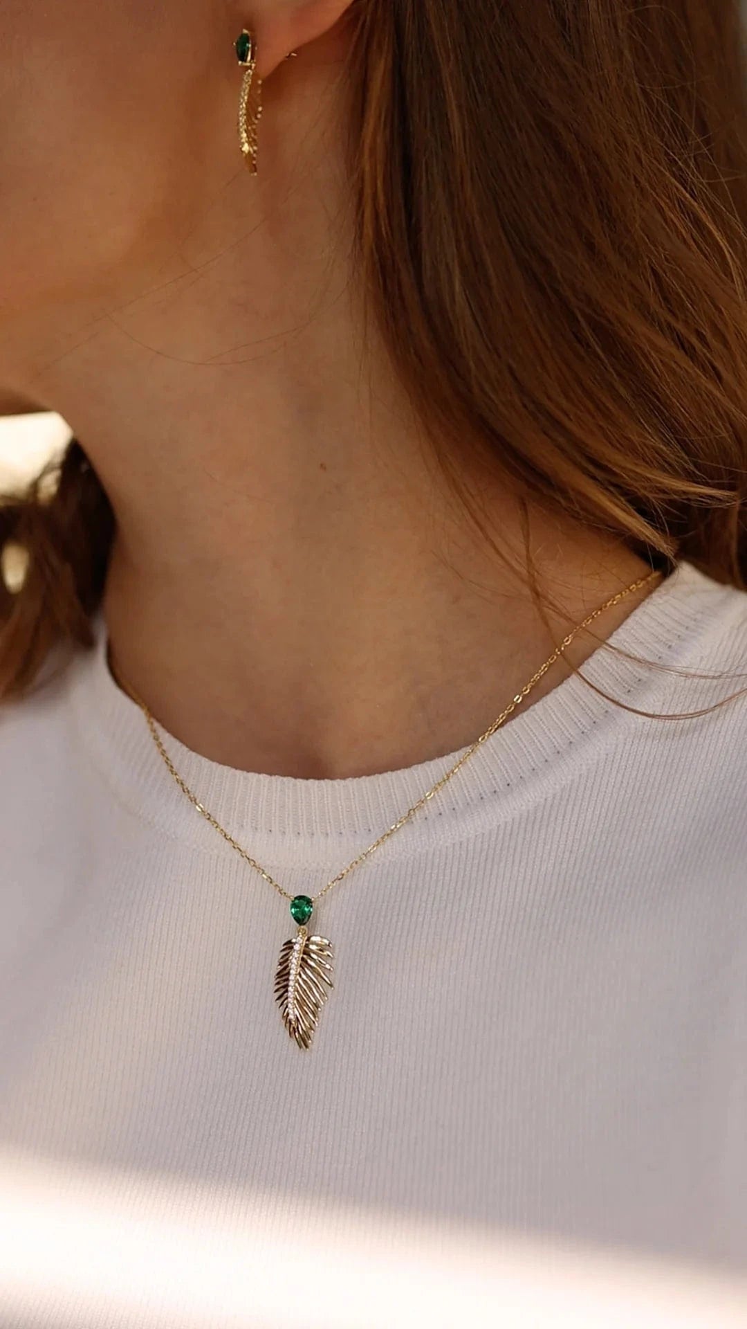 Palma Emerald Necklace and Earrings Set - ARTSY SILVER