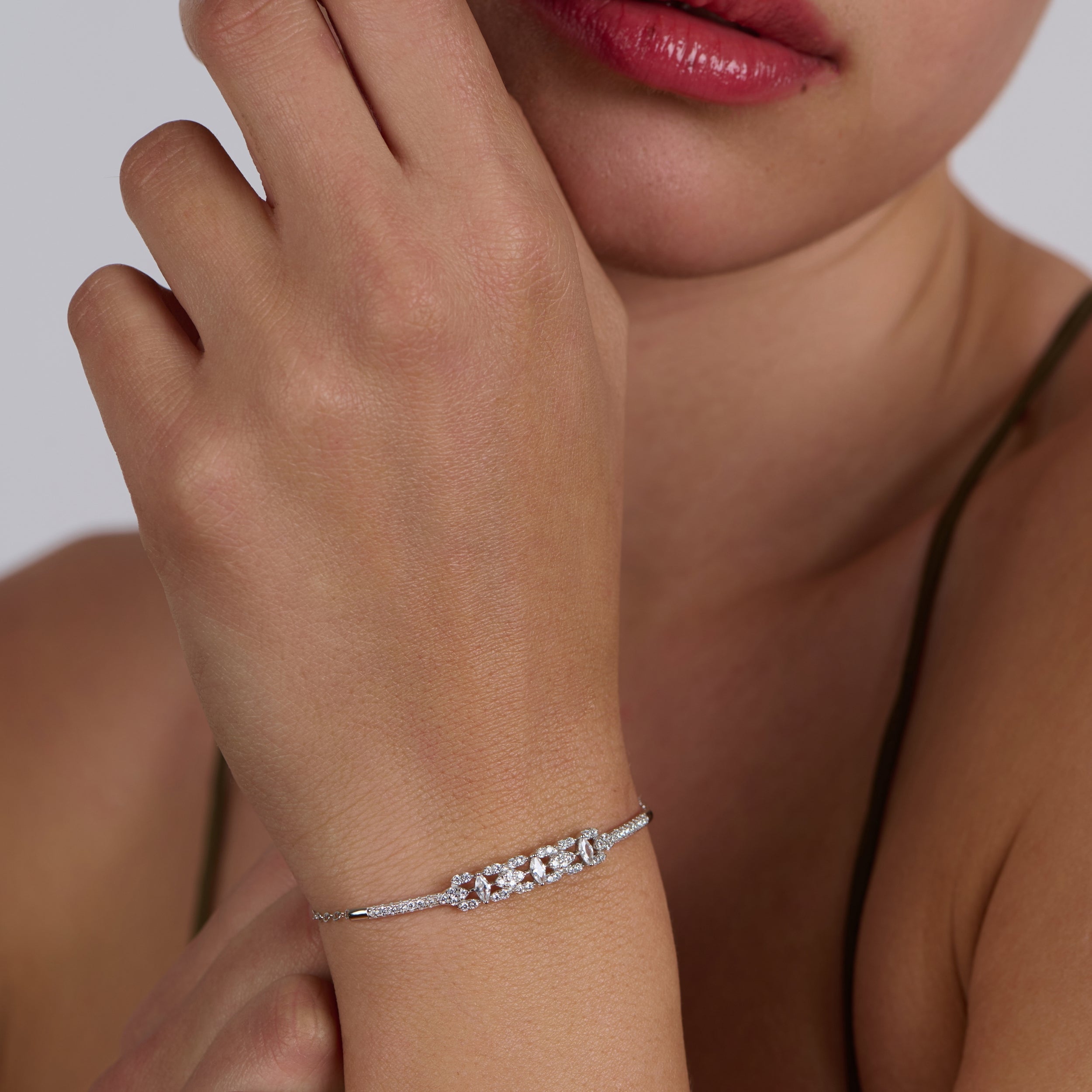 Center Cluster Silver Bracelet