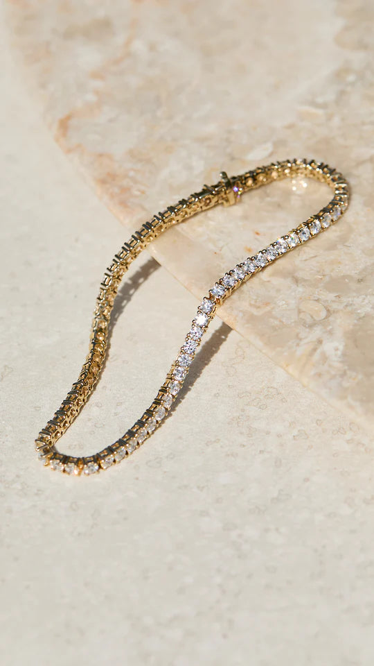 <tc>سوار التنس 3 ملم مطلي بالذهب </tc>