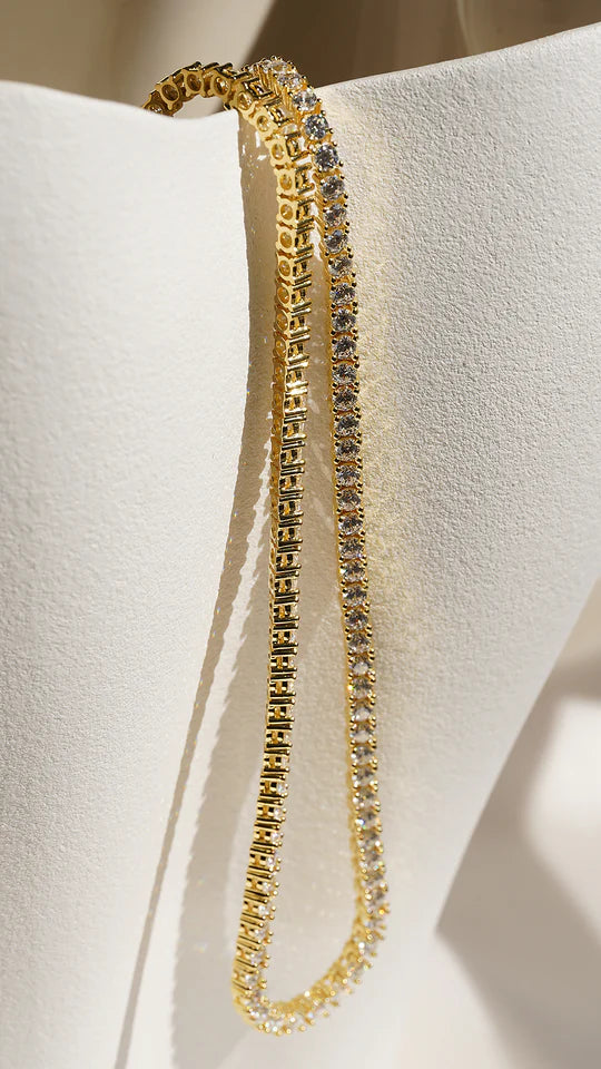 <tc>قلادة التنس مطلية بالذهب 3 ملم </tc>