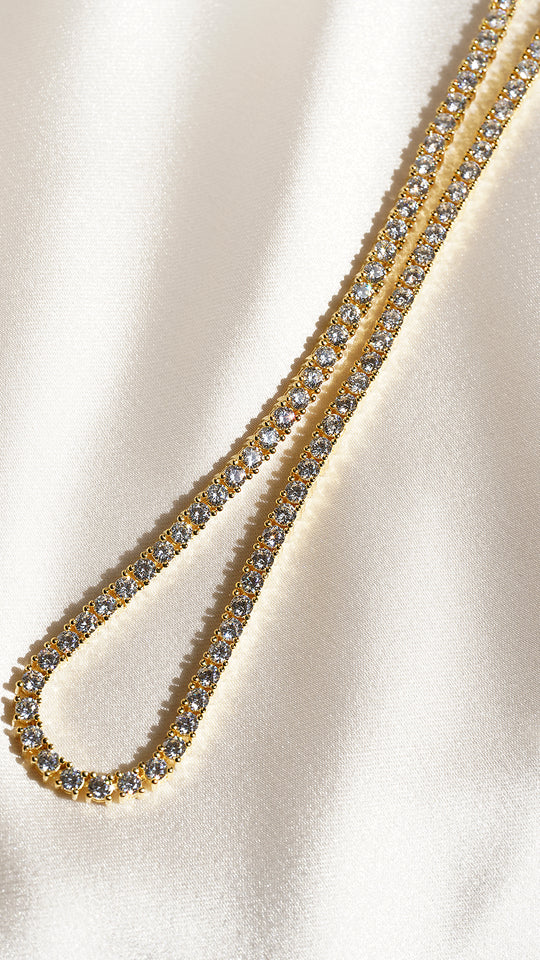 3mm Gold Plated Tennis Necklace - Elegant Jewelry Piece