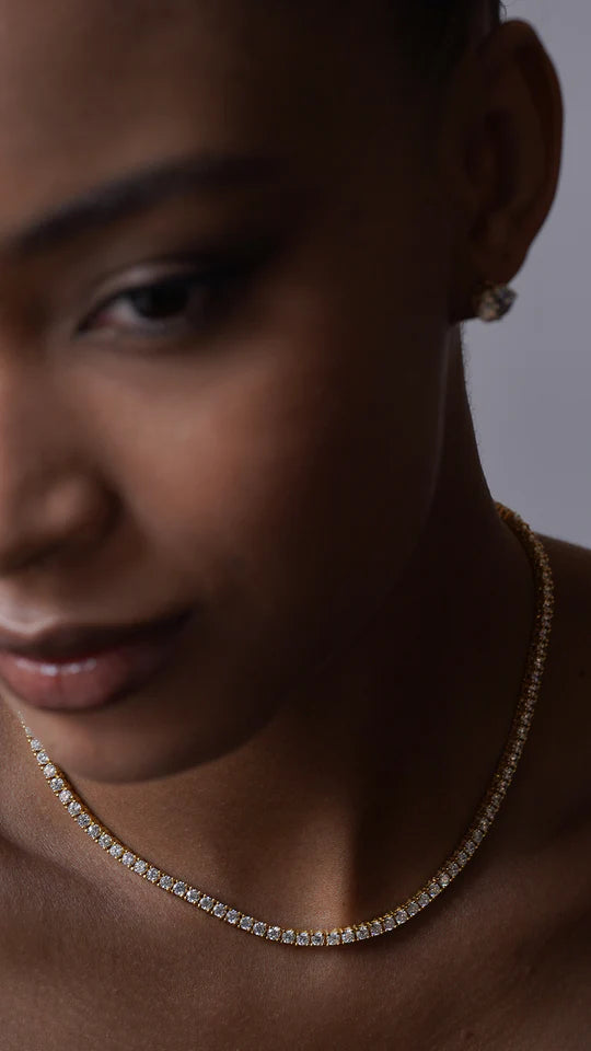 <tc>قلادة التنس مطلية بالذهب 3 ملم </tc>