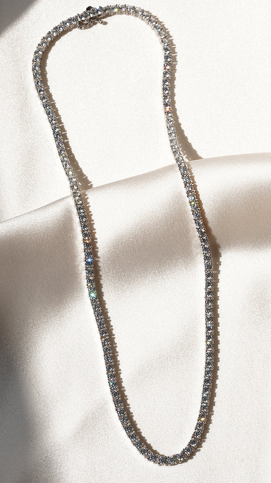 3mm Silver Tennis Necklace - Elegant and Timeless Design
