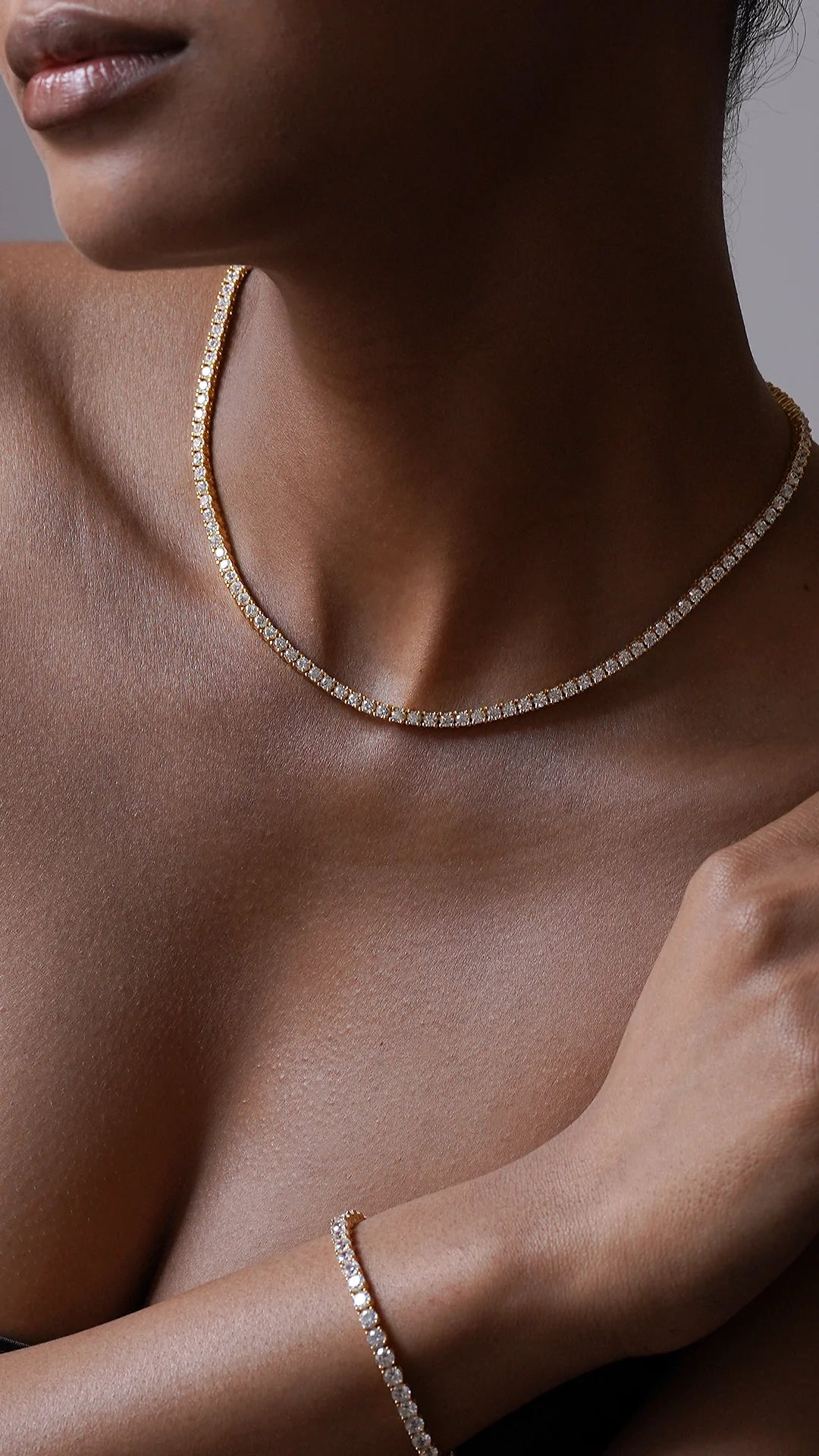 3mm Tennis Necklace Gold Plating - ARTSY SILVER