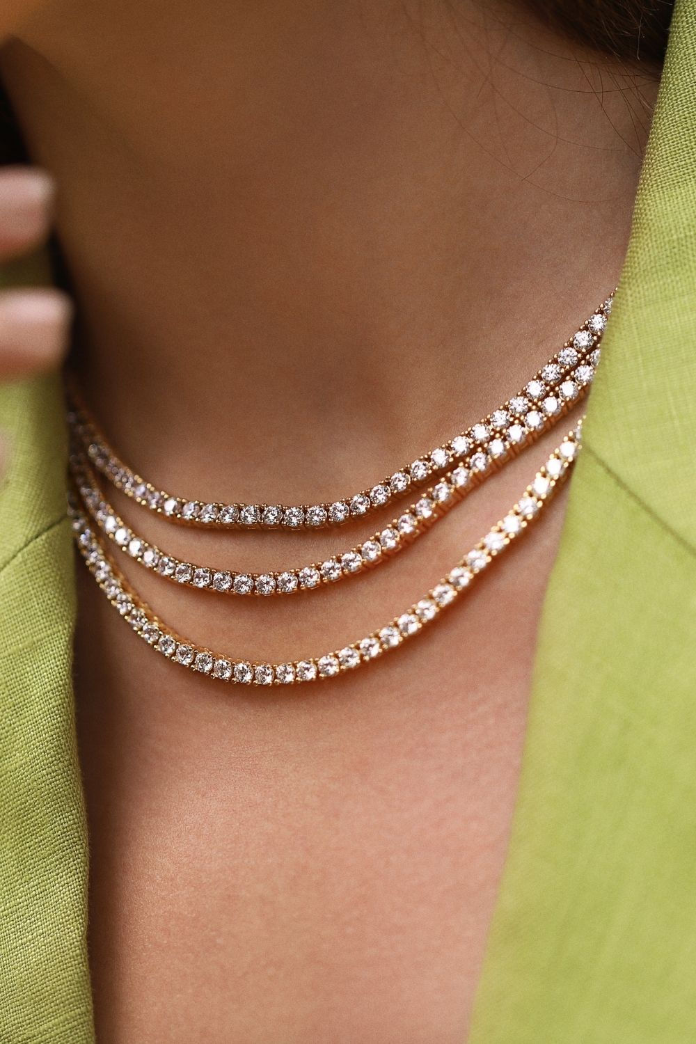 3mm Tennis Necklace Gold Plating