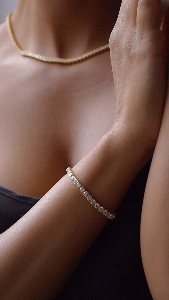 <tc>سوار التنس 4 ملم مطلي بالذهب </tc>