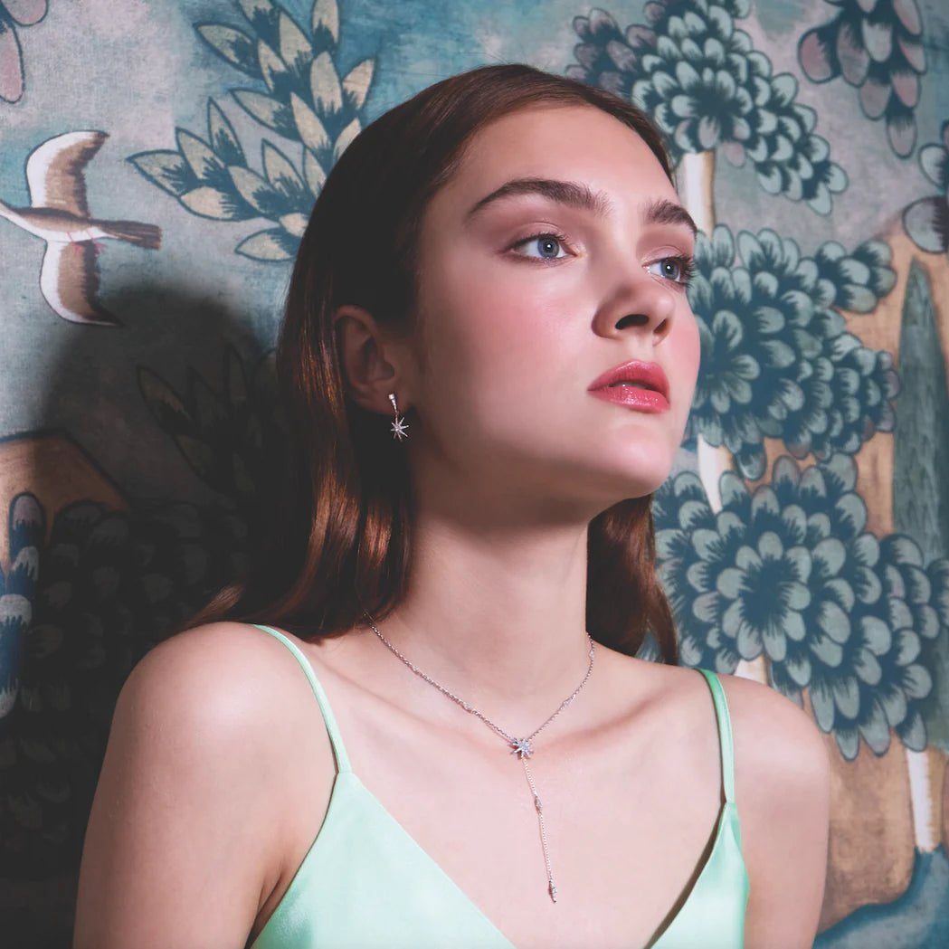 Pole Star Silver Necklace And Earrings Set - ARTSY SILVER