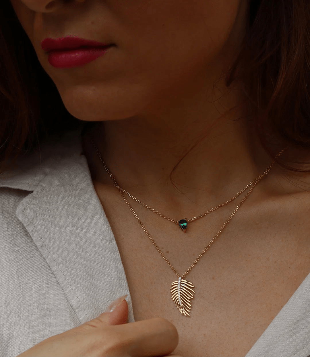 Bali Emerald Stone Necklace - ARTSY SILVER