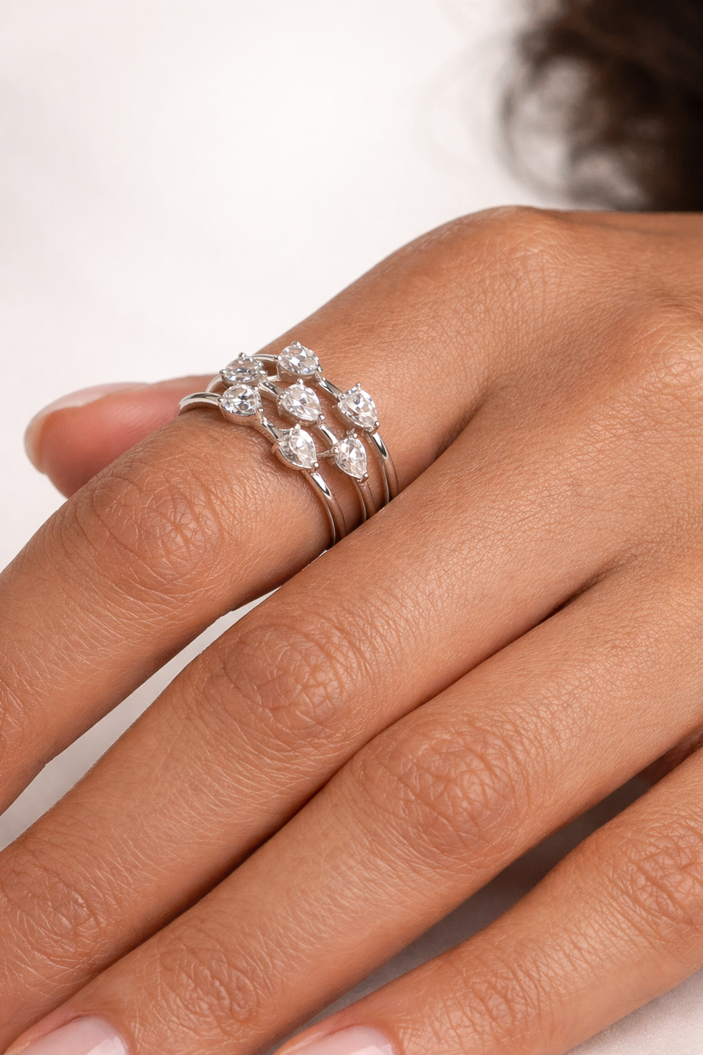 <tc>خاتم ال 7 حبات من حجر الزركون الأبيض </tc>