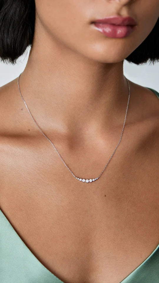 9 Round Stones Necklace Silver