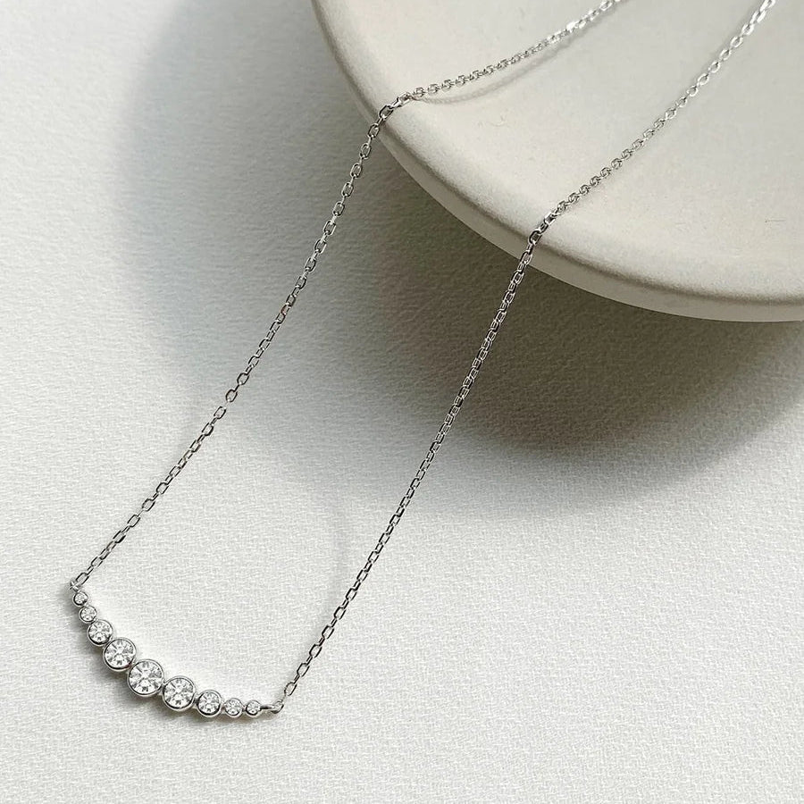 9 Round Sones Necklace Silver - ARTSY SILVER