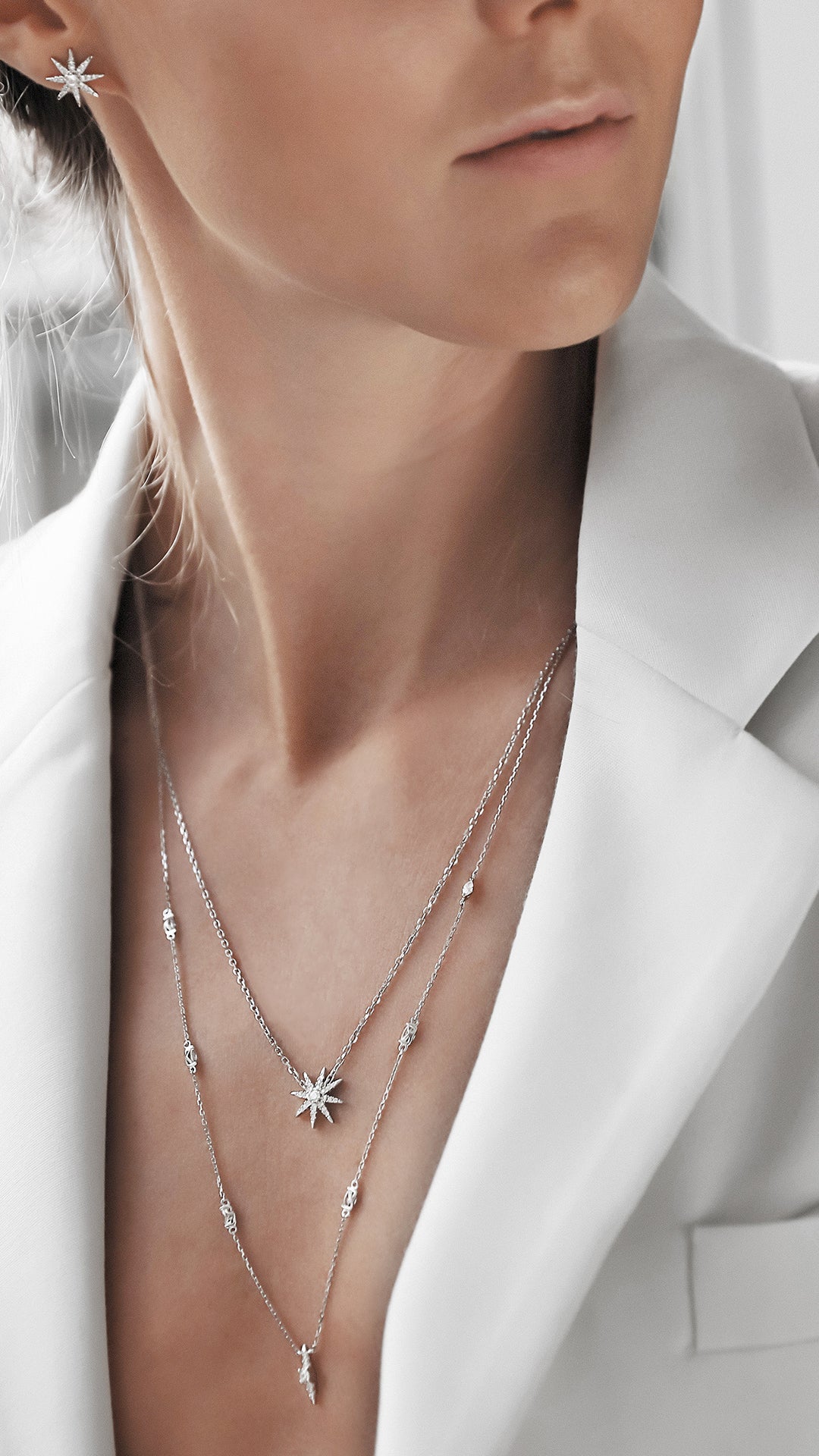 Light Of The Stars Necklace & Earrings Set - ARTSY SILVER