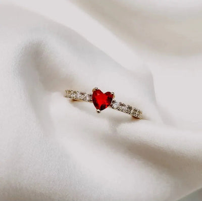 Ahwak Red Heart Ring - ARTSY SILVER