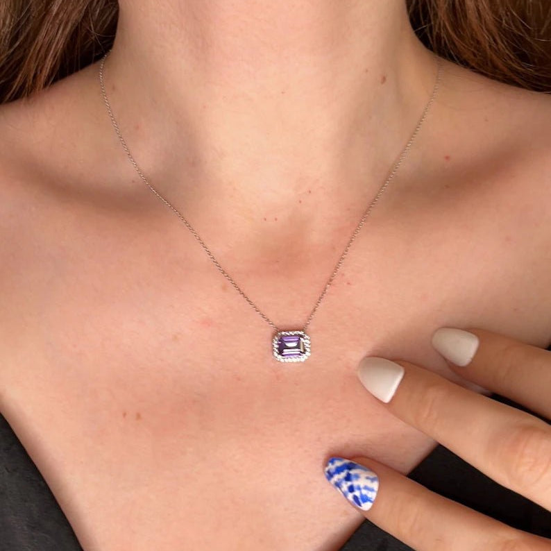 Lilac Amethyst Stone Necklace