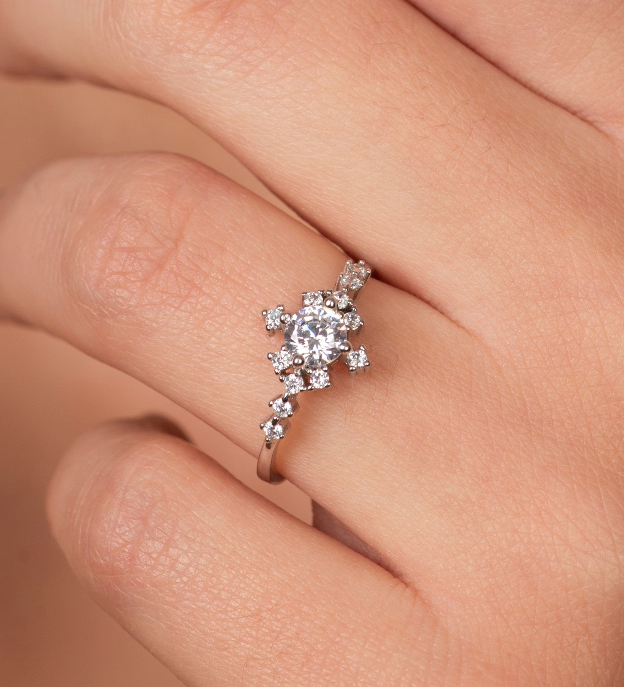 Amour Zircon Stones Silver Ring