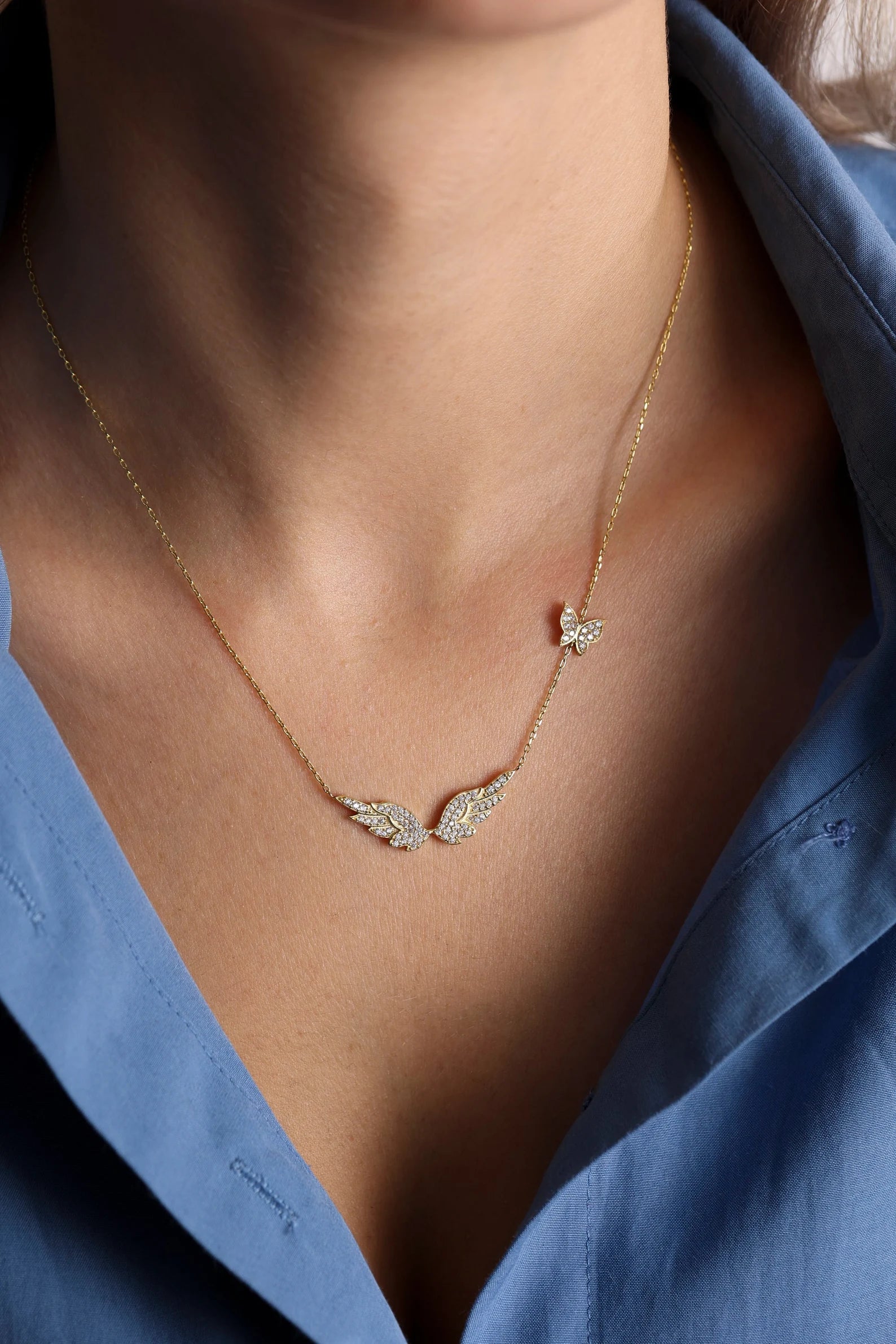 Angel Wing Butterfly Necklace - ARTSY SILVER