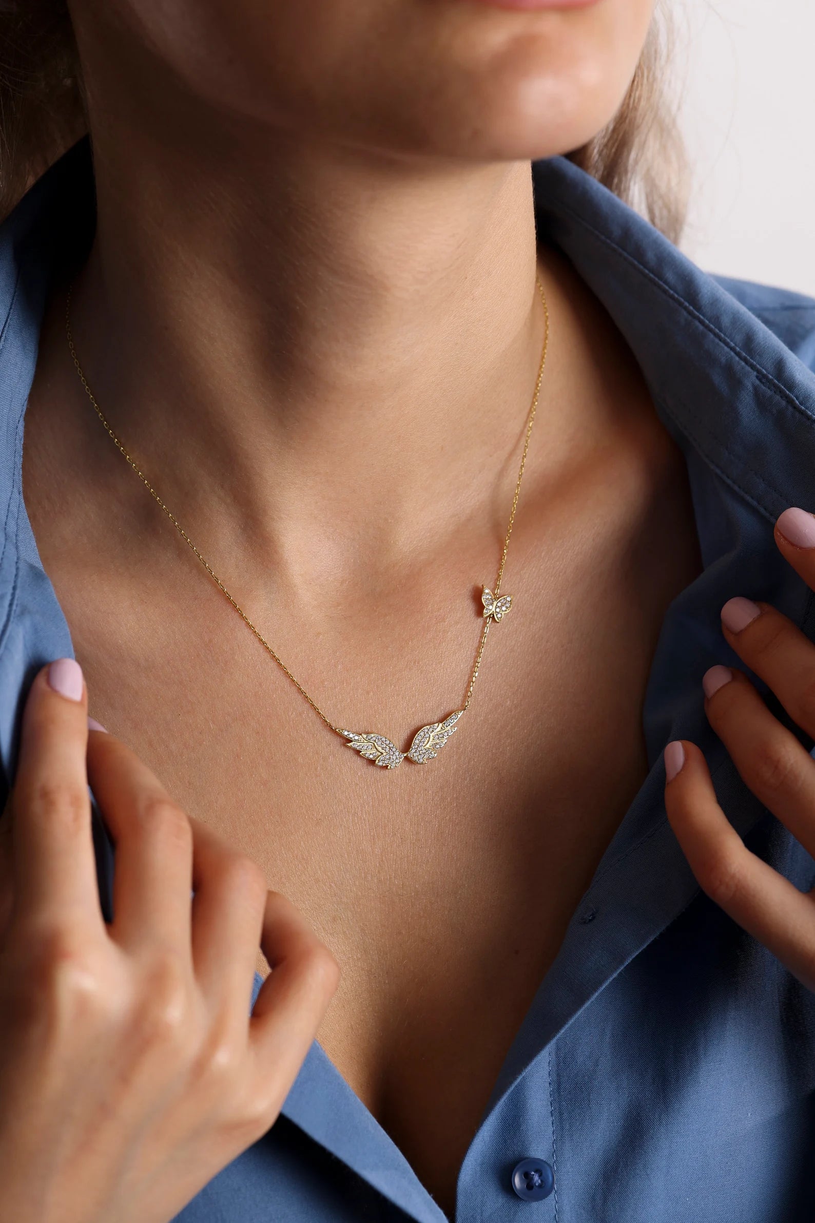 Angel Wing Butterfly Necklace - ARTSY SILVER