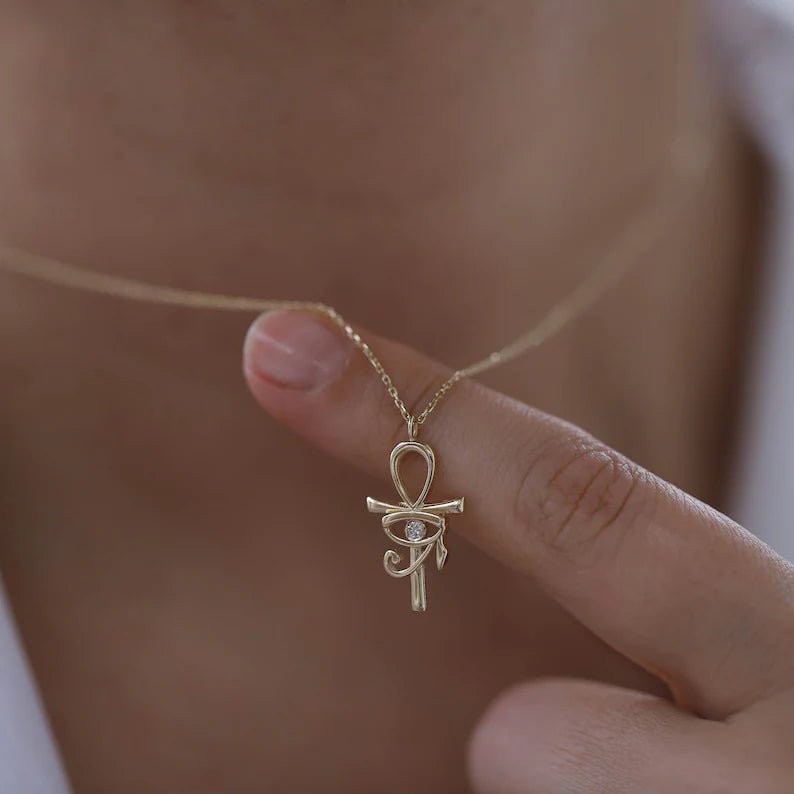 Ankh Zircon Stone Necklace - ARTSY SILVER