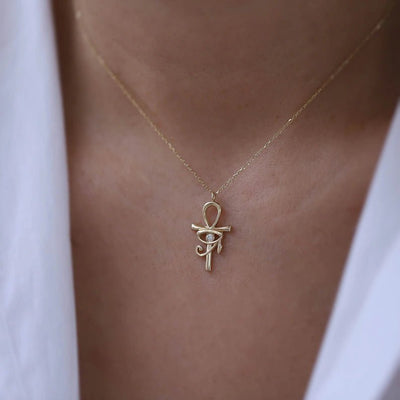 Ankh Zircon Stone Necklace - ARTSY SILVER
