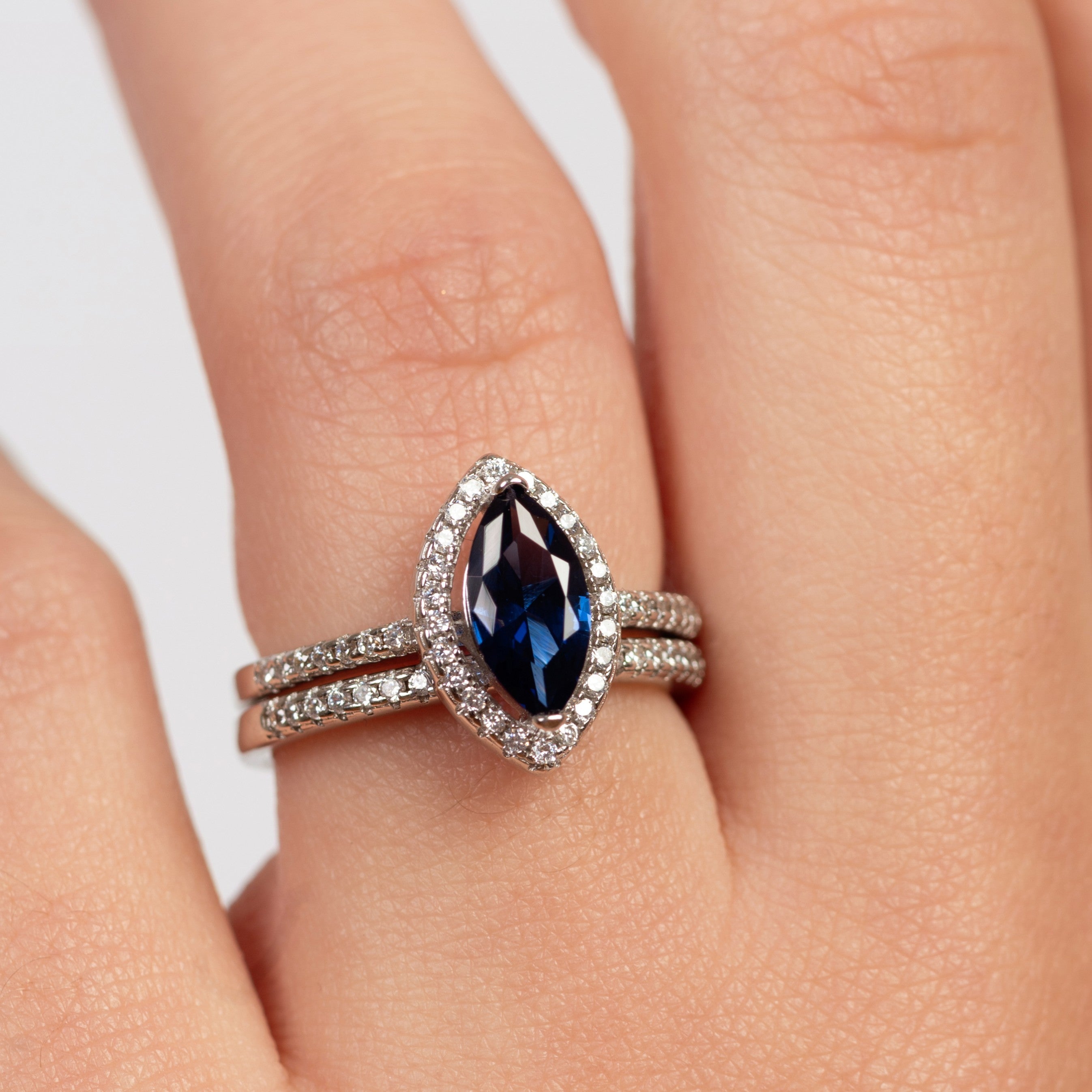 Anniversary Blue Sapphire 2 set Ring