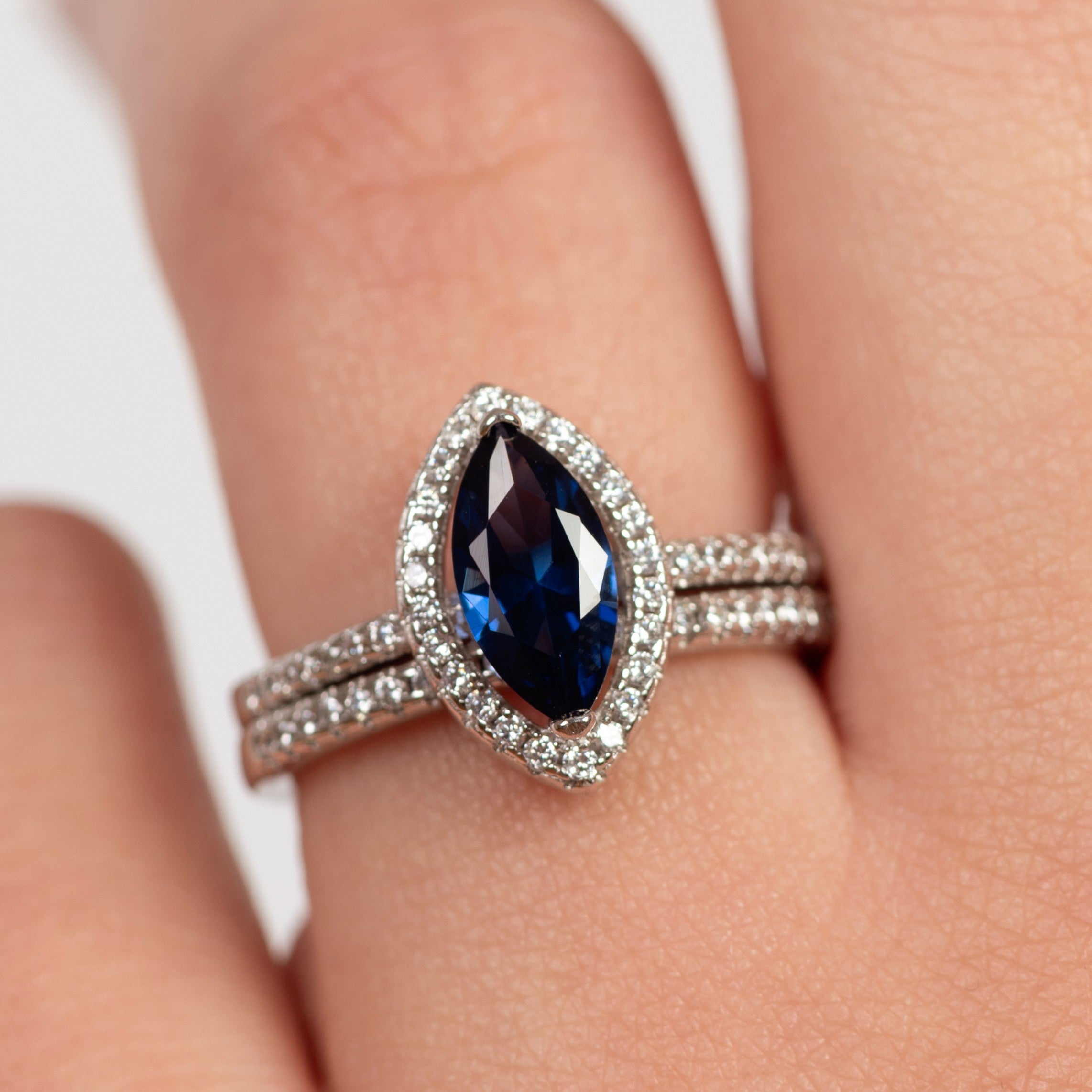 Anniversary Blue Sapphire 2 set Ring