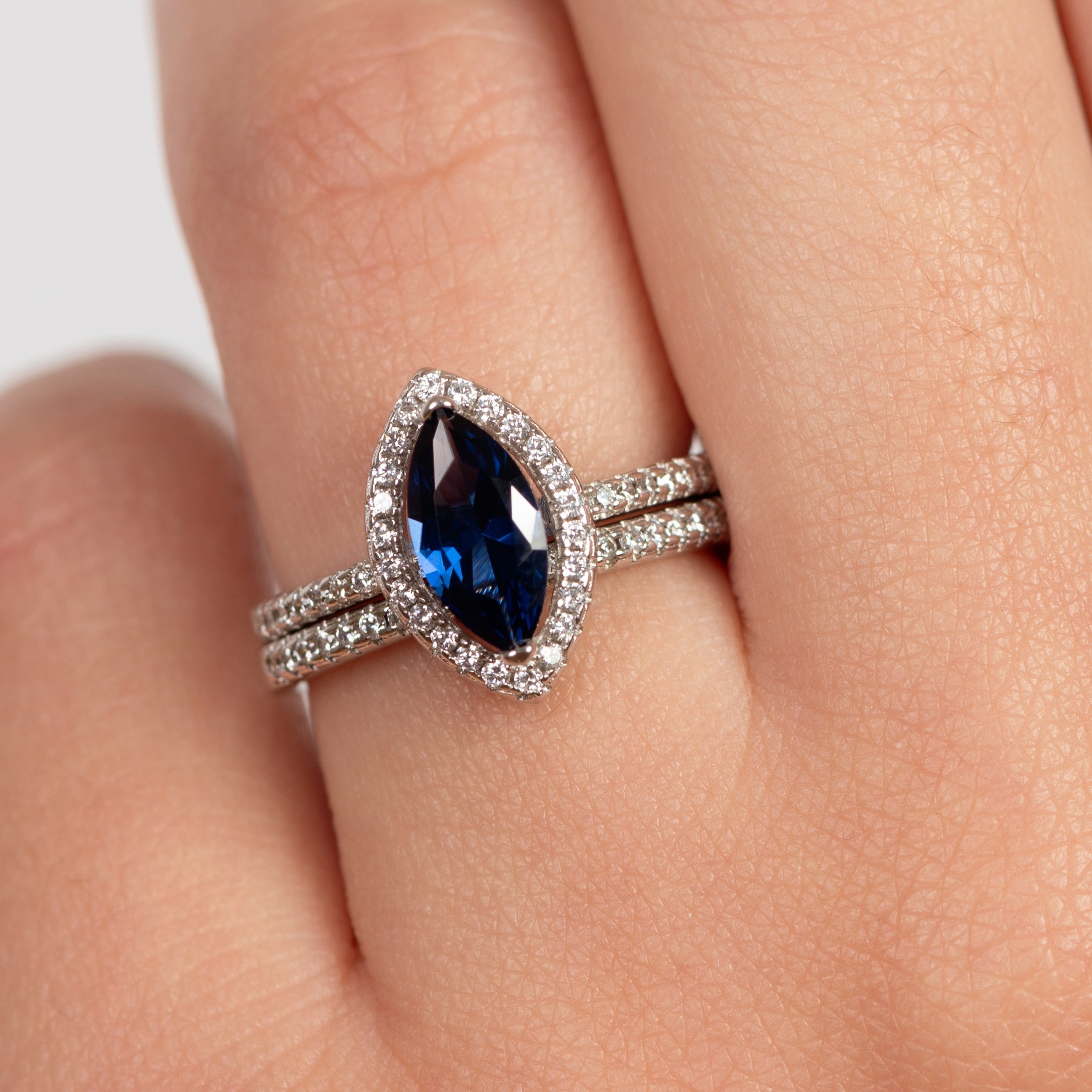 Anniversary Blue Sapphire 2 set Ring