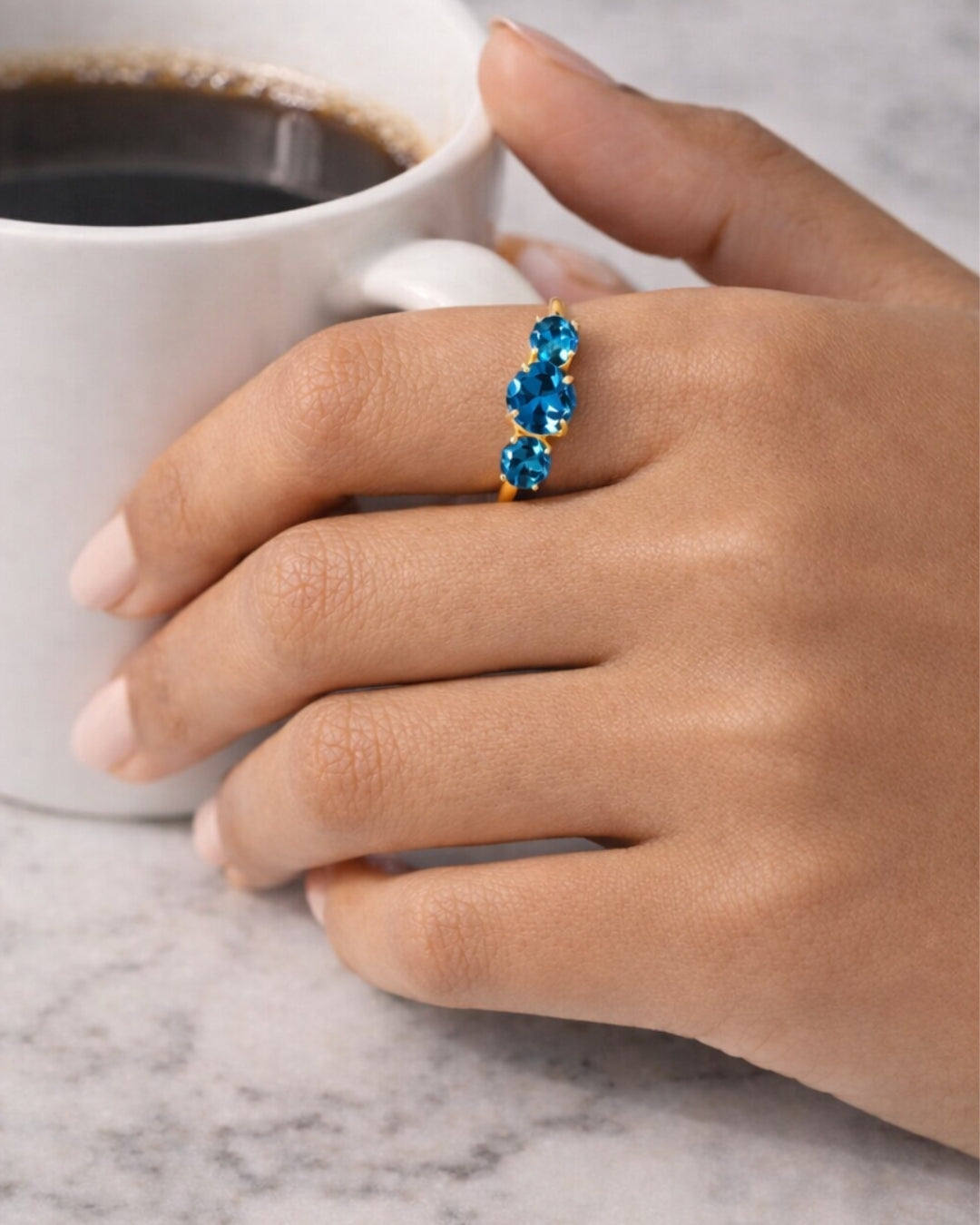 Azura London Blue Topaz Stone Ring - ARTSY SILVER