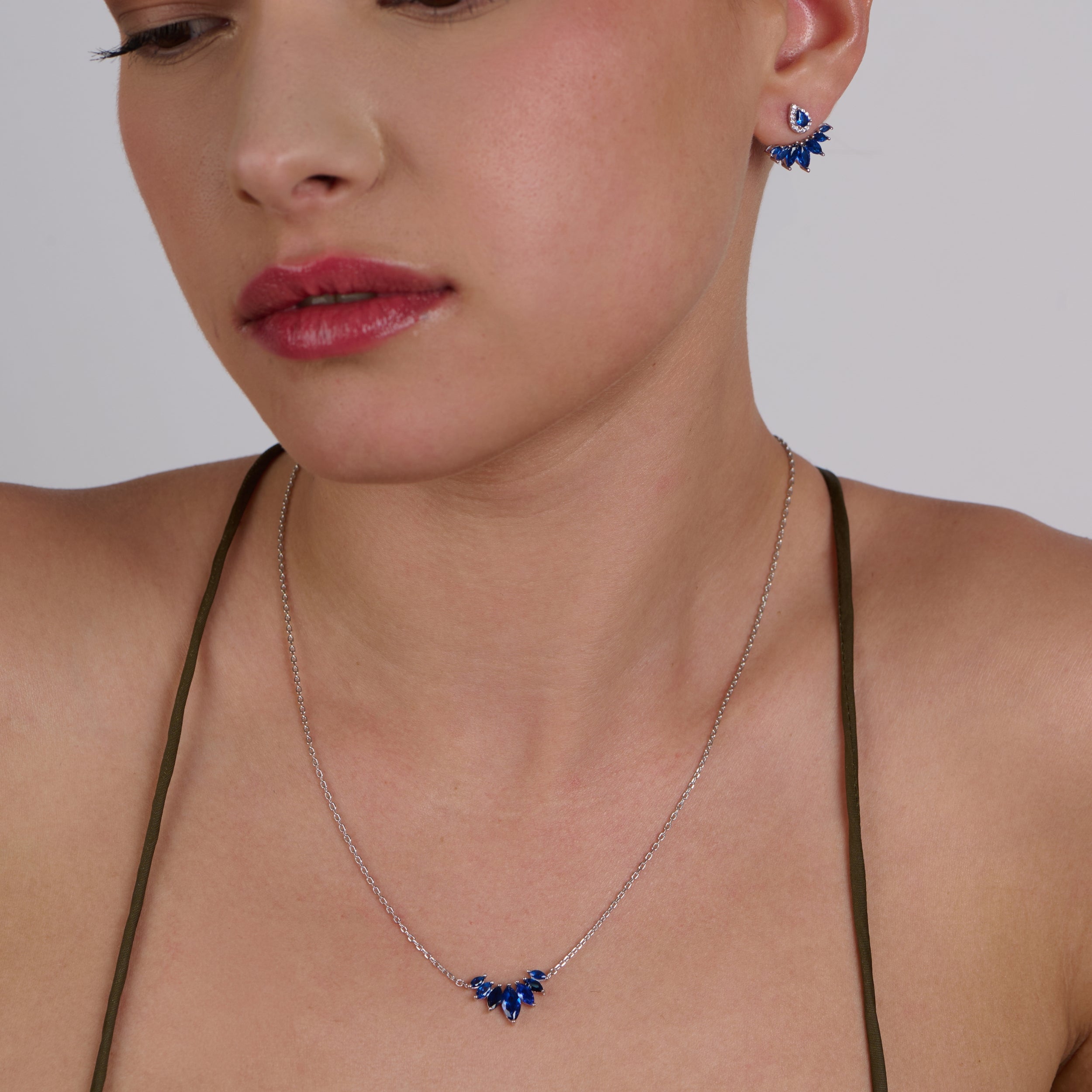 Azure Marquise Silver Necklace & Earrings Set