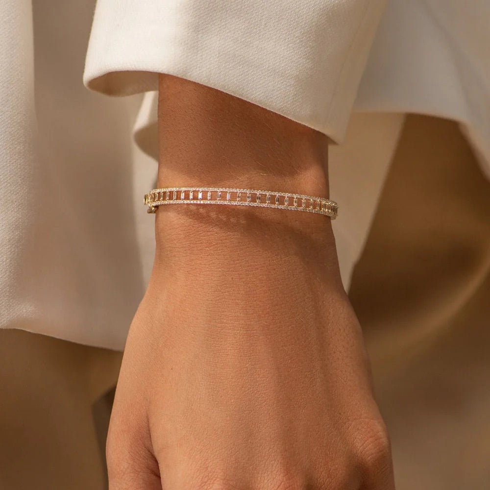 Athens Mix Stones Bangle - ARTSY SILVER