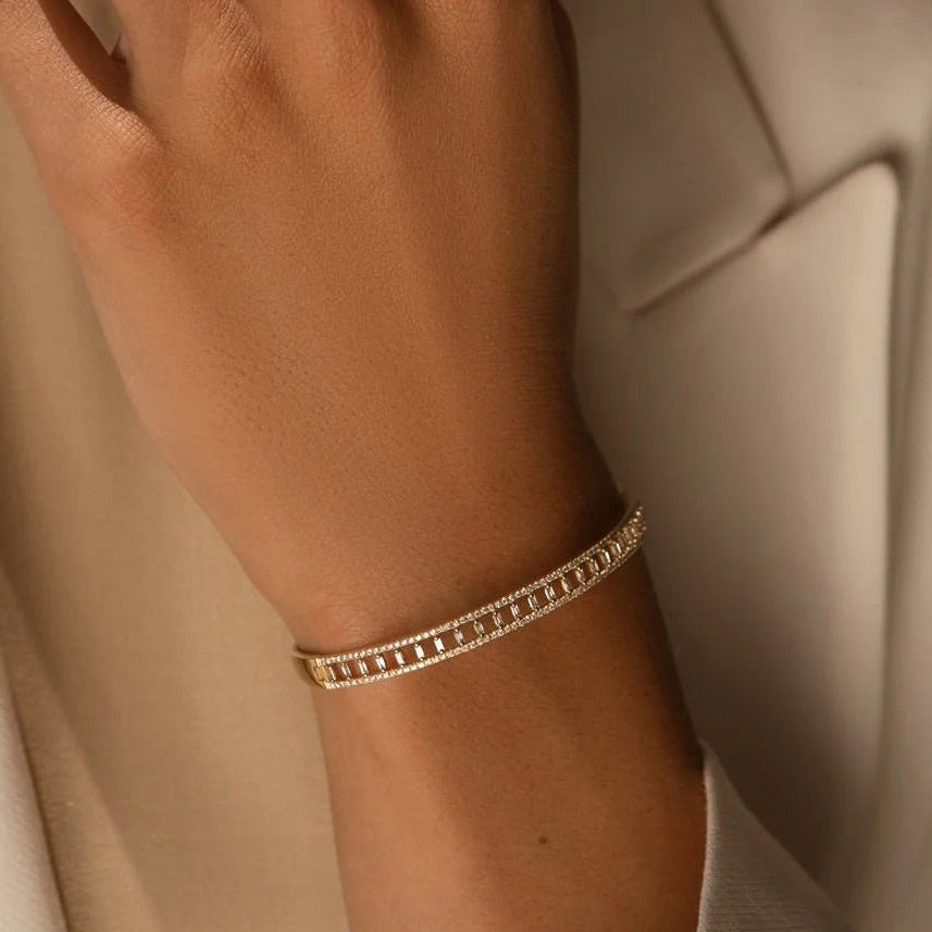 Athens Mix Stones Bangle - ARTSY SILVER