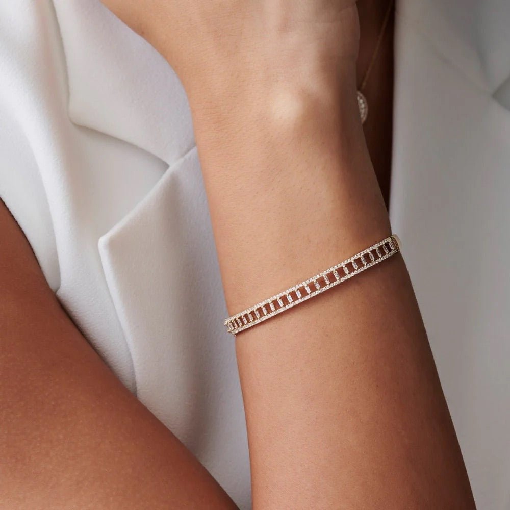 Athens Mix Stones Bangle - ARTSY SILVER
