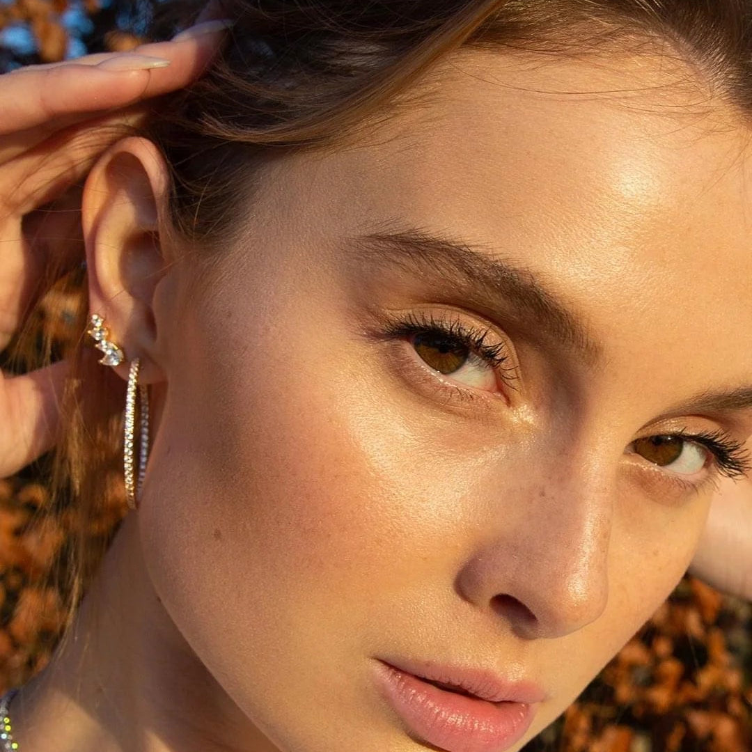 woman's Earrings Gold Plated With White Zircon - ARTSY SILVER