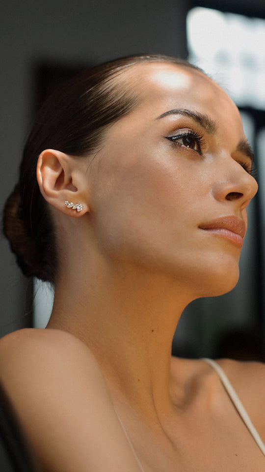 woman's Earrings Gold Plated With White Zircon - ARTSY SILVER