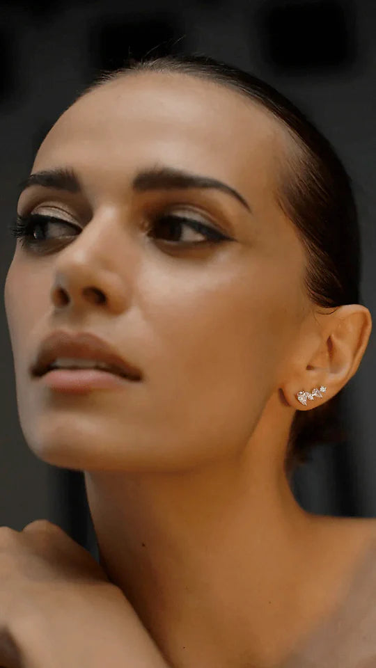 woman's Earrings Gold Plated With White Zircon - ARTSY SILVER
