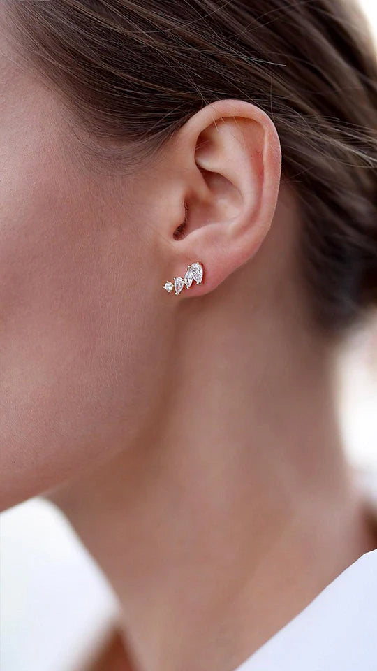 woman's Earrings Gold Plated With White Zircon - ARTSY SILVER