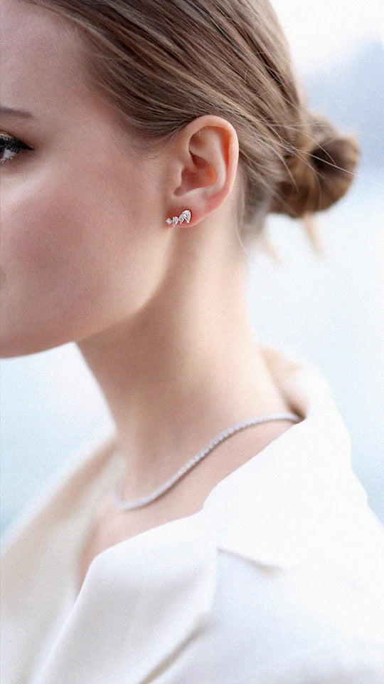woman's Earrings Gold Plated With White Zircon - ARTSY SILVER