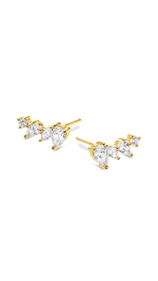 woman's Earrings Gold Plated With White Zircon - ARTSY SILVER