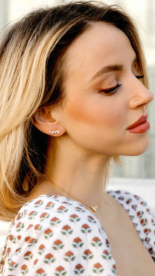woman's Earrings Gold Plated With White Zircon - ARTSY SILVER