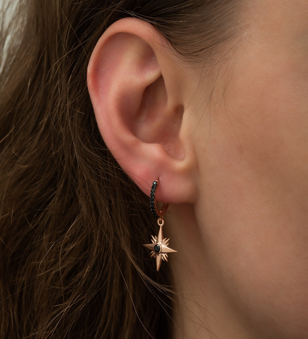 Black Pole Star Earrings