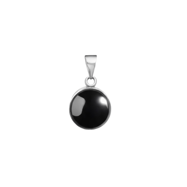 Black Round Men Pendant - ARTSY SILVER