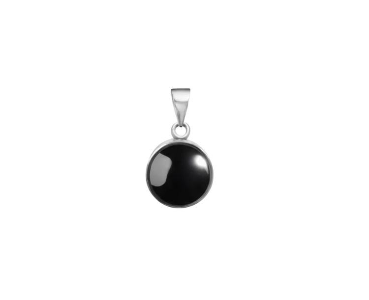 Black Round Men Pendant - ARTSY SILVER